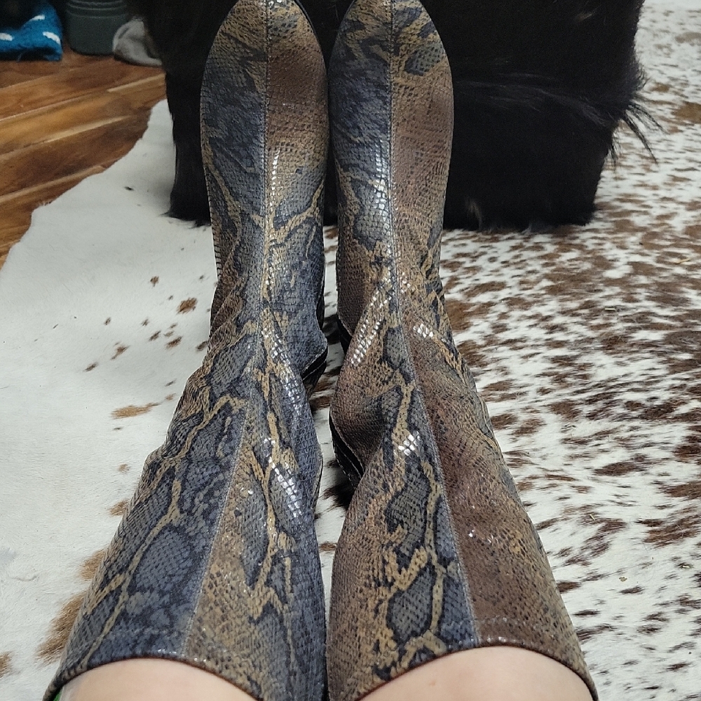 Elegant Snakeskin Heeled Boots